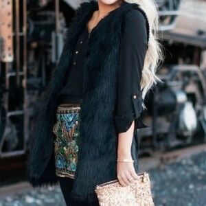 White House Black Market Faux Fur Knit Vest - Size XXS